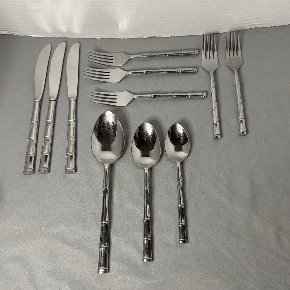Reed & Barton Rebacraft Regal Bamboo Stainless Flatware 11 Pieces Japan